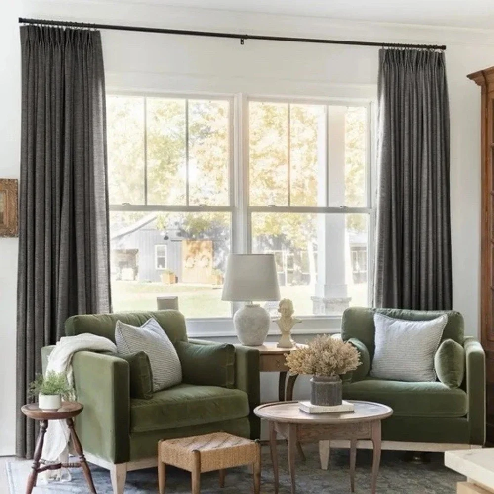 TWOPAGES Liz Linen Drape Pleated Curtains (1) 52
